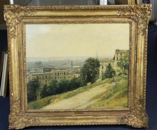 Stanislas-Victor-Edouard Lepine (French 1835-1892), oil on canvas, Paris Vu De La Butte Montmartre...